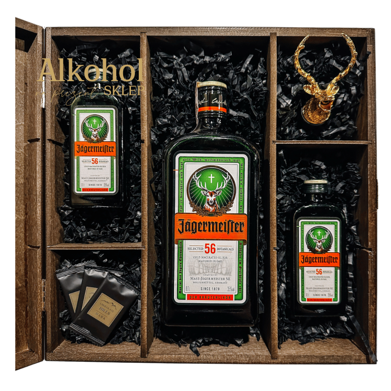 ZESTAW JAGERMEISTER 0.7L + 2 x JAGERMEISTER MINI + NALEWAK + CZEKOLADKI