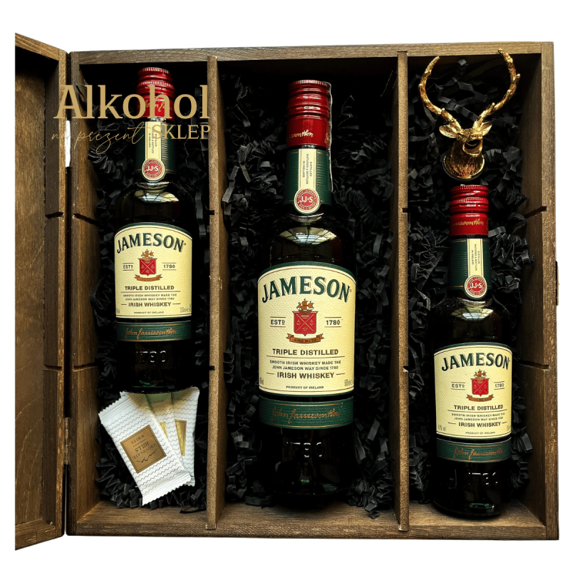 ZESTAW WHISKEY JAMESON IRISH 0.5L + 2 WHISKEY JAMESON IRISH MINI  + NALEWAK + CZEKOLADKI