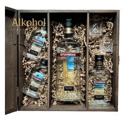 ZESTAW WÓDKA STUMBRAS 0.5L + WÓDKA STUMBRAS CENTENARY 200ML + 2 WÓDKA STUMBRAS MINI + 2 KIELISZKI MINI