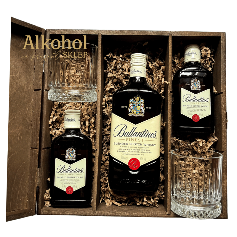 ZESTAW WHISKY BALLANTINE'S 0.7L + 2 BALLANTINE'S MINI + 2 SZKLANKI