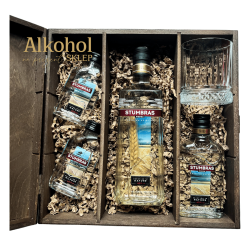 ZESTAW WÓDKA STUMBRAS 0.5L + WÓDKA STUMBRAS 200ML + 2 WÓDKA STUMBRAS MINI + SZKLANKA