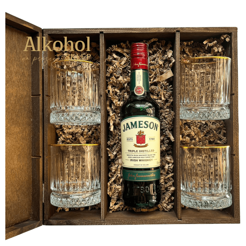 ZESTAW WHISKEY JAMESON IRISH 0.5L + 4 SZKLANKI