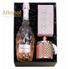 ZESTAW BAGLIETTI MOSCATO ROSE + CZEKOLADKI + ŚWIECA