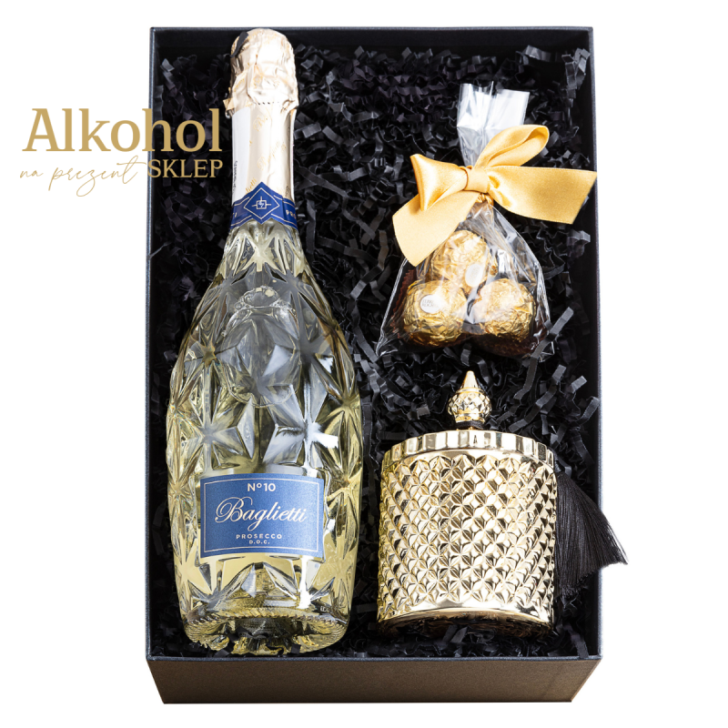 ZESTAW BAGLIETTI PROSECCO + FERRERO + ŚWIECA