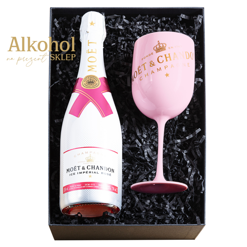 ZESTAW SZAMPAN MOËT & CHANDON ICE IMPERIAL ROSE 0.75L + KIELISZEK MOËT & CHANDON