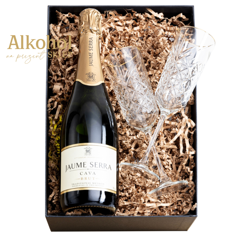 ZESTAW WINO CAVA JAUME SERRA BRUT 0.75L+ 2 KIELISZKI