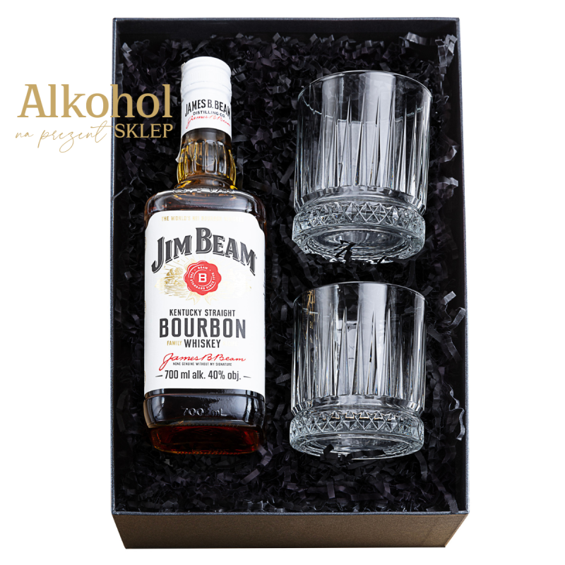 ZESTAW WHISKEY JIM BEAM WHITE 0.7L + 2 SZKLANKI