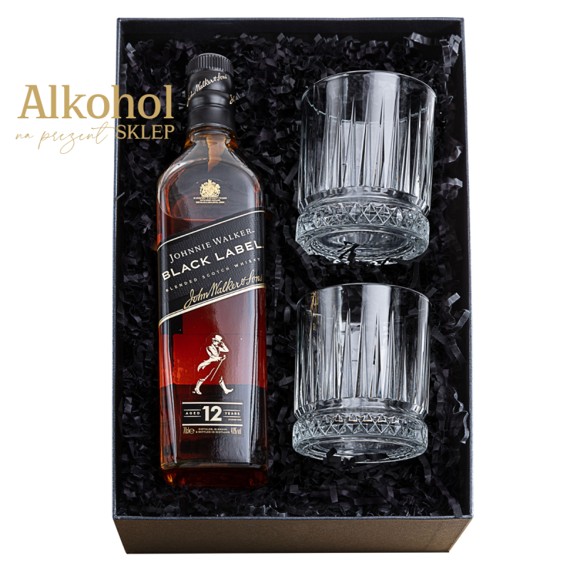 ZESTAW WHISKY JOHNNIE WALKER BLACK LABEL 0.7L + 2 SZKLANKI