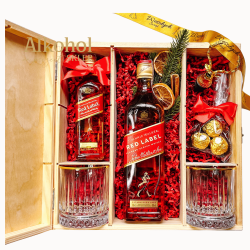 DUŻY ZESTAW ŚWIĄTECZNY Z WHISKY JOHNNIE WALKER RED LABEL