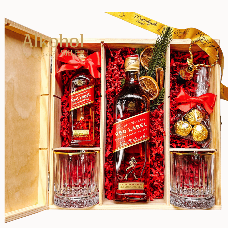 DUŻY ZESTAW ŚWIĄTECZNY Z WHISKY JOHNNIE WALKER RED LABEL