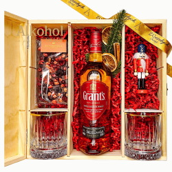 DUŻY ZESTAW ŚWIĄTECZNY Z WHISKY GRANT'S TRIPLE WOOD