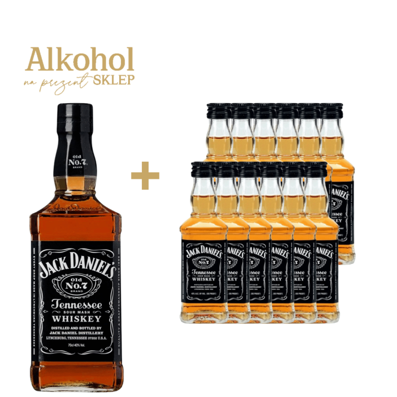 PAKIET MAXI NA WIECZÓR KAWALERSKI - WHISKEY JACK DANIEL'S MINI + DUŻA BUTELKA