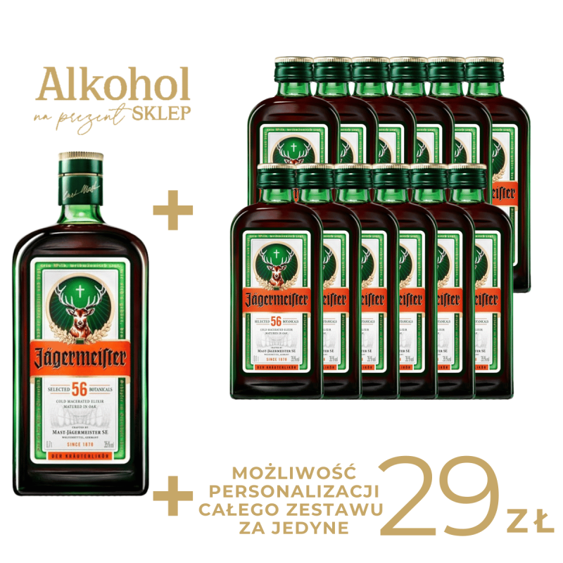 PAKIET MAXI NA WIECZÓR KAWALERSKI - LIKIER JAGERMEISTER MINI + DUŻA BUTELKA