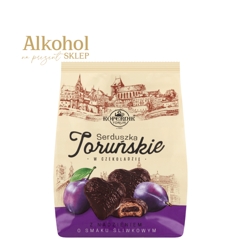 SERDUSZKA TORUŃSKIE O SMAKU ŚLIWKOWYM W CZEKOLADZIE 150g