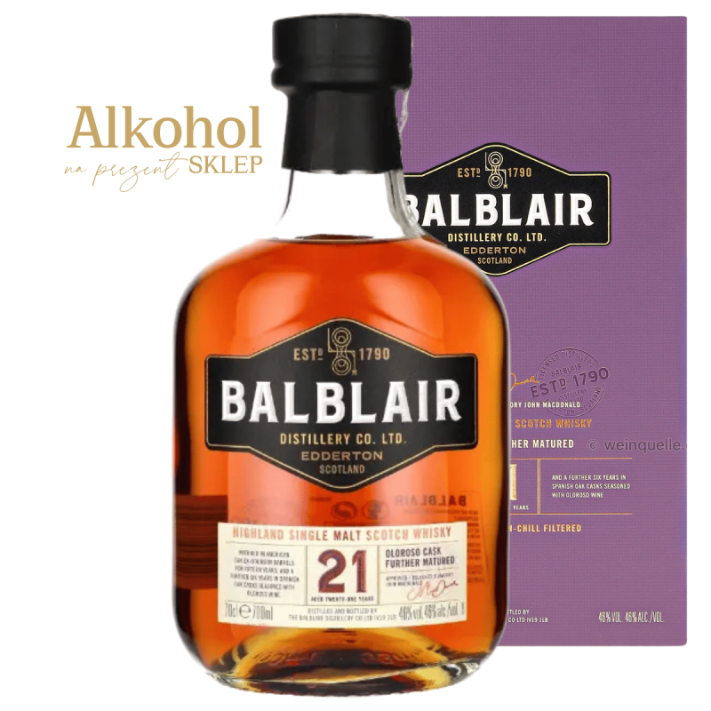 WHISKY BALBLAIR 21YO 0.7L + OPAKOWANIE
