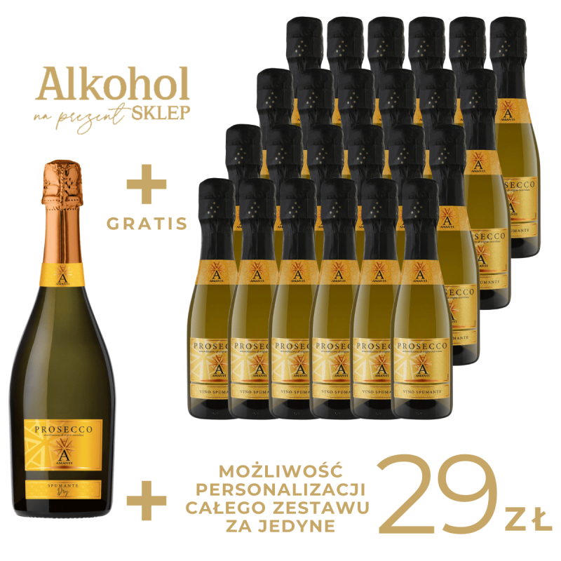 PAKIET MAXI NA WIECZÓR PANIEŃSKI - PROSECCO AMANTI MINI + DUŻA BUTELKA