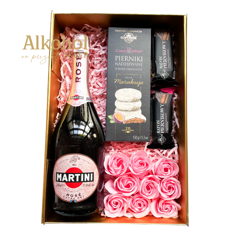 ZESTAW NA DZIEŃ MATKI - WINO MARTINI ROSE + SŁODYCZE