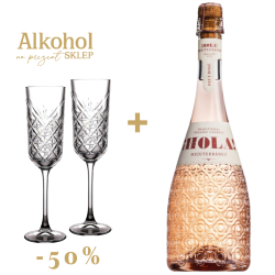 PAKIET WALENTYNKOWY HOLA MEDITERRANERO CAVA BRUT ROSE + KIELISZKI -50%