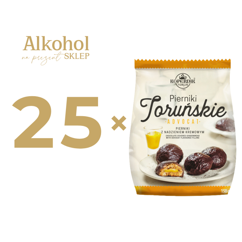 25 x PIERNIKI TORUŃSKIE Z NADZIENIEM ADVOCAT W CZEKOLADZIE 150g