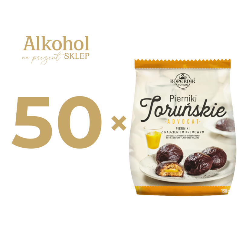 50 x PIERNIKI TORUŃSKIE Z NADZIENIEM ADVOCAT W CZEKOLADZIE 150g