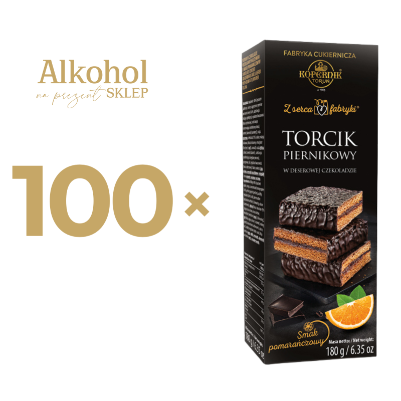 100 x TORCIK PIERNIKOWY W DESEROWEJ CZEKOLADZIE Z NADZIENIEM POMARAŃCZOWYM 180g