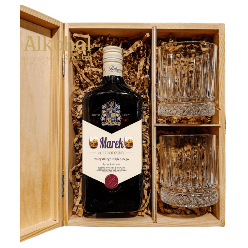 URODZINOWY ZESTAW WHISKY BALLANTINE'S FINEST 0.7L + 2 SZKLANKI